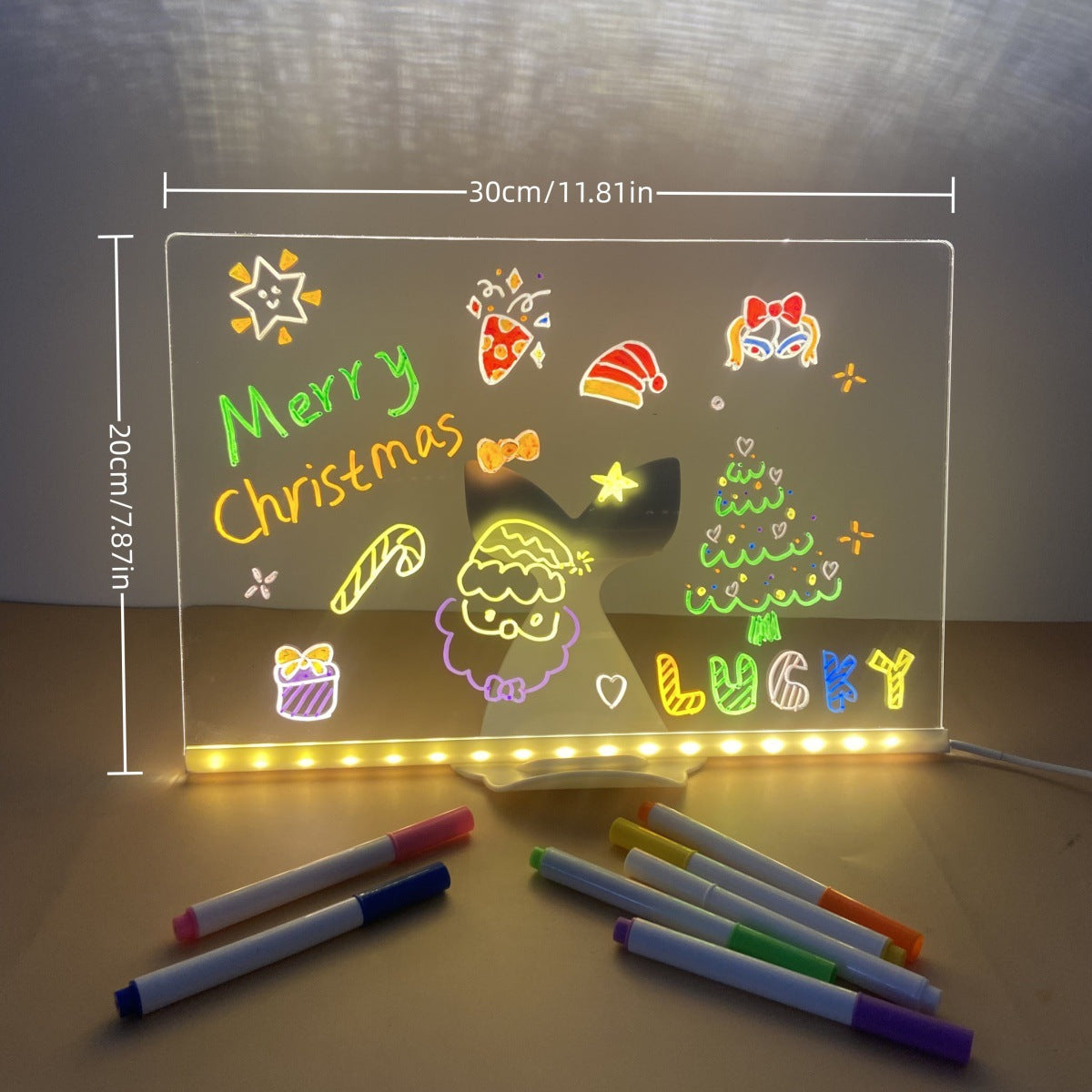 11.8 X 7.9 Inch Colorful Kids LED Drawing Writing Board (With 7 Markers)