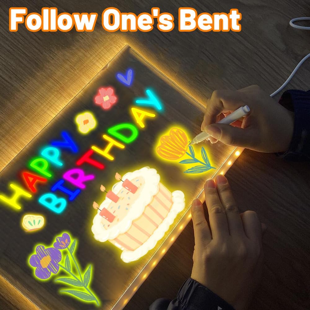 11.8 X 7.9 Inch Colorful Kids LED Drawing Writing Board (With 7 Markers)