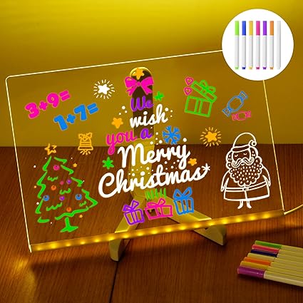 11.8 X 7.9 Inch Colorful Kids LED Drawing Writing Board (With 7 Markers)