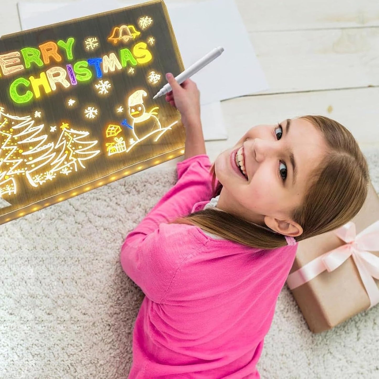 11.8 X 7.9 Inch Colorful Kids LED Drawing Writing Board (With 7 Markers)
