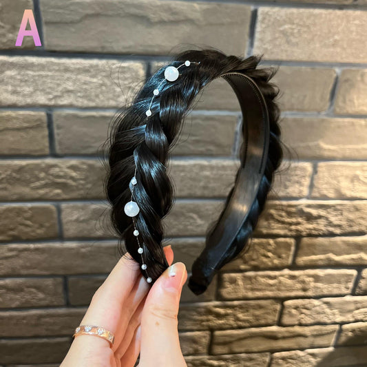 New pearl fishbone braid pearl hair band