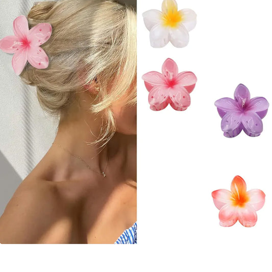 Flower Hair Claw Clips-4PCS for Thick Hair,Strong Hold Nonslip,Hawaiian,Cute Large Clips,Banana Clip for Thin,Hair Accessories