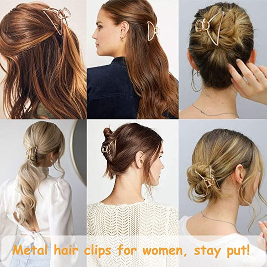 3 Pack Large Metal Claw Clips Hollow Non-slip Hair Clips For Fixing Hair