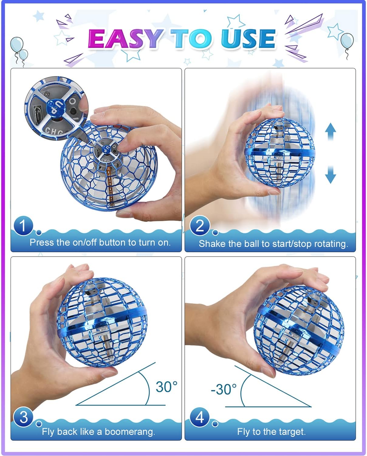 Children's flying ball with light